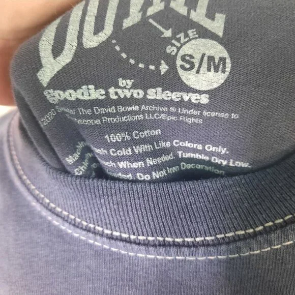 David Bowie Womens Bowie Retro Picture Vintage Style Navy Distressed Shirt - Picture 6 of 10